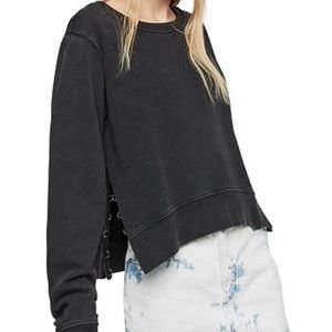 All Saints daner split side sweater - black acid wash.